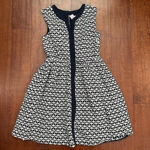 Crewcuts Girl’s Bird Print Navy and White Kids Dress, 100% Cotton, Size 14